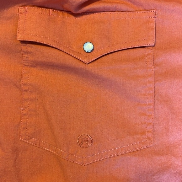 Roper Ranch Wear Orange Western Ling Sleeve Shirt Pearl Snaps L - Picture 7 of 9